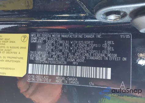 2006 Lexus Rx 330 из США, поврежденный, VIN 2T2HA31UX6C096538